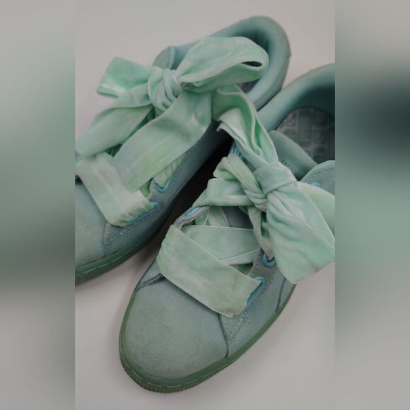 Puma Heart Reset Suede Velvet Bow Sneakers Shoes Sz 10 - Picture 5 of 16